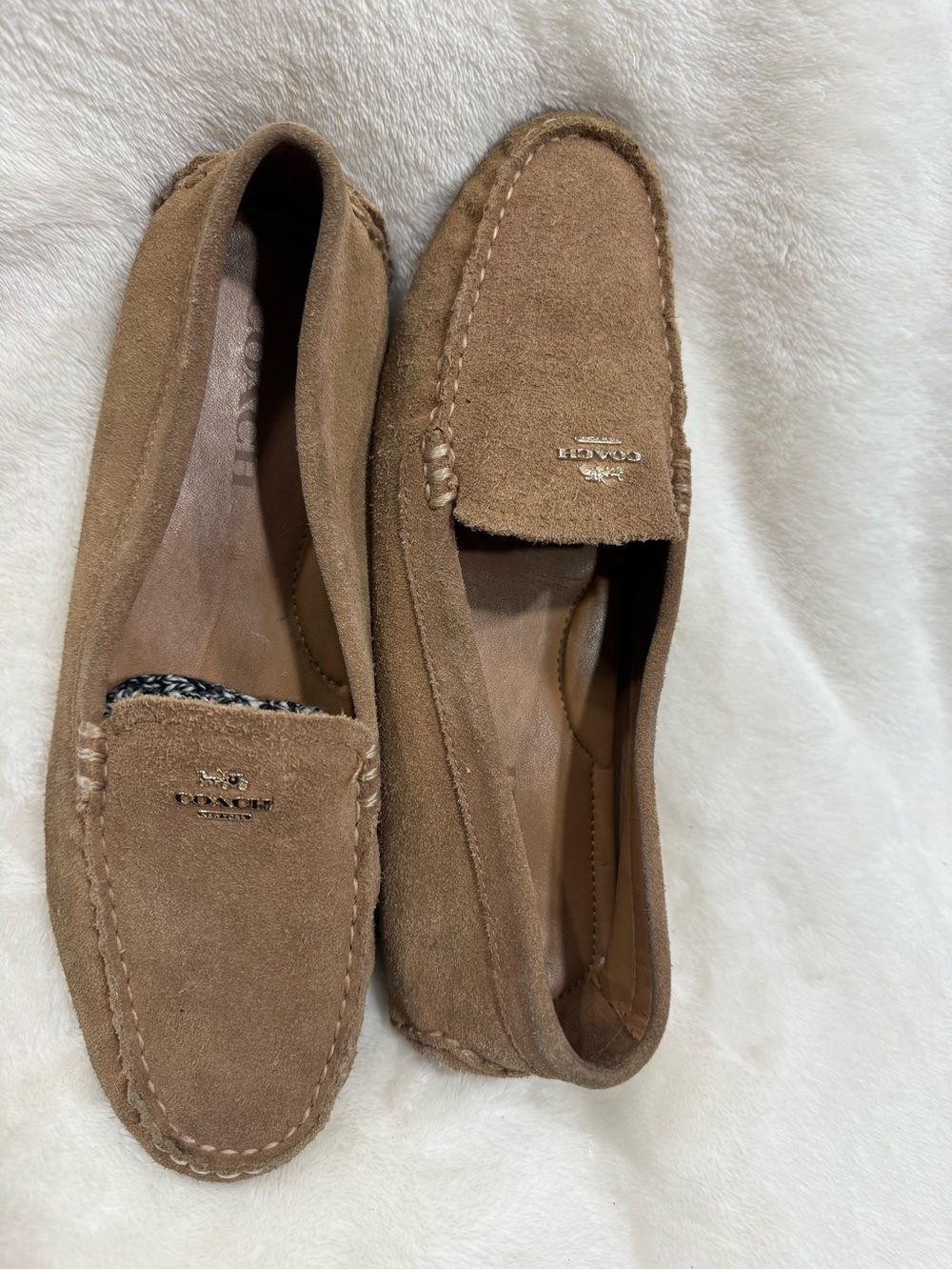 Coach Suede Moccasin Loafers in Tan